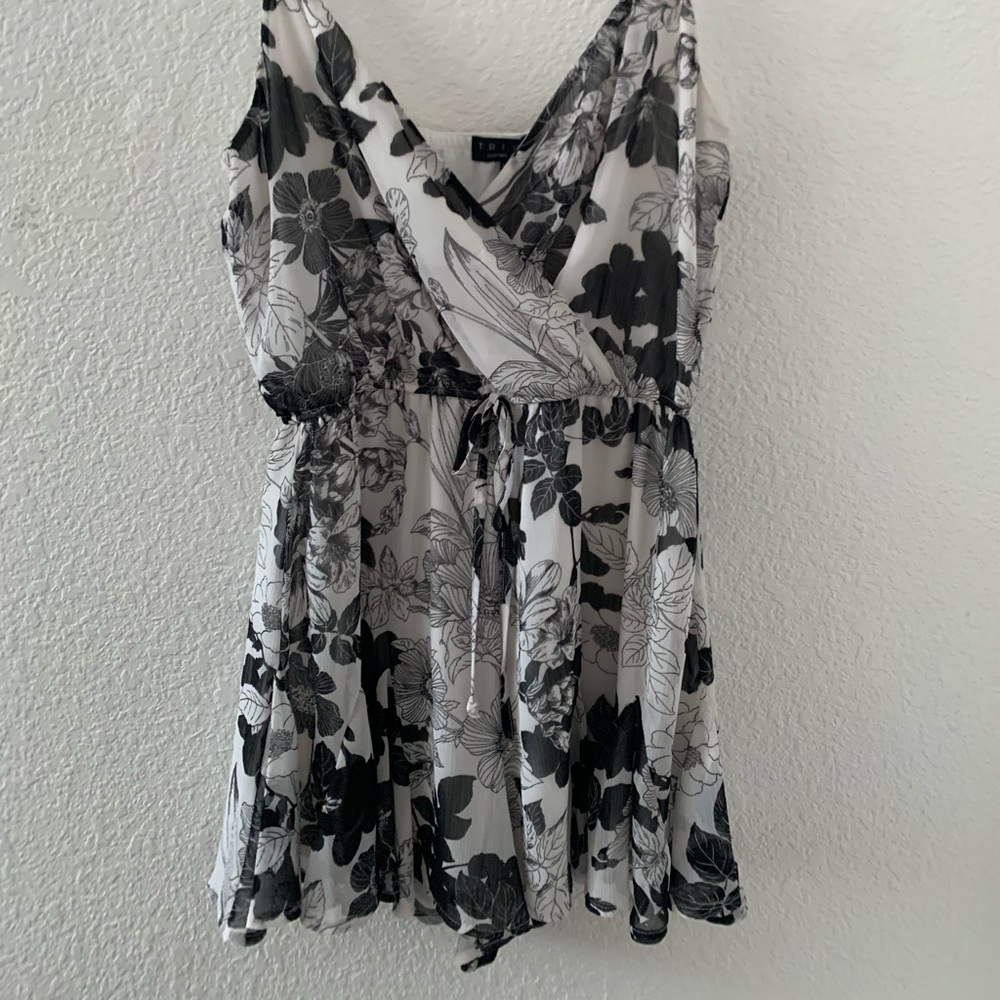 Black and white floral romper